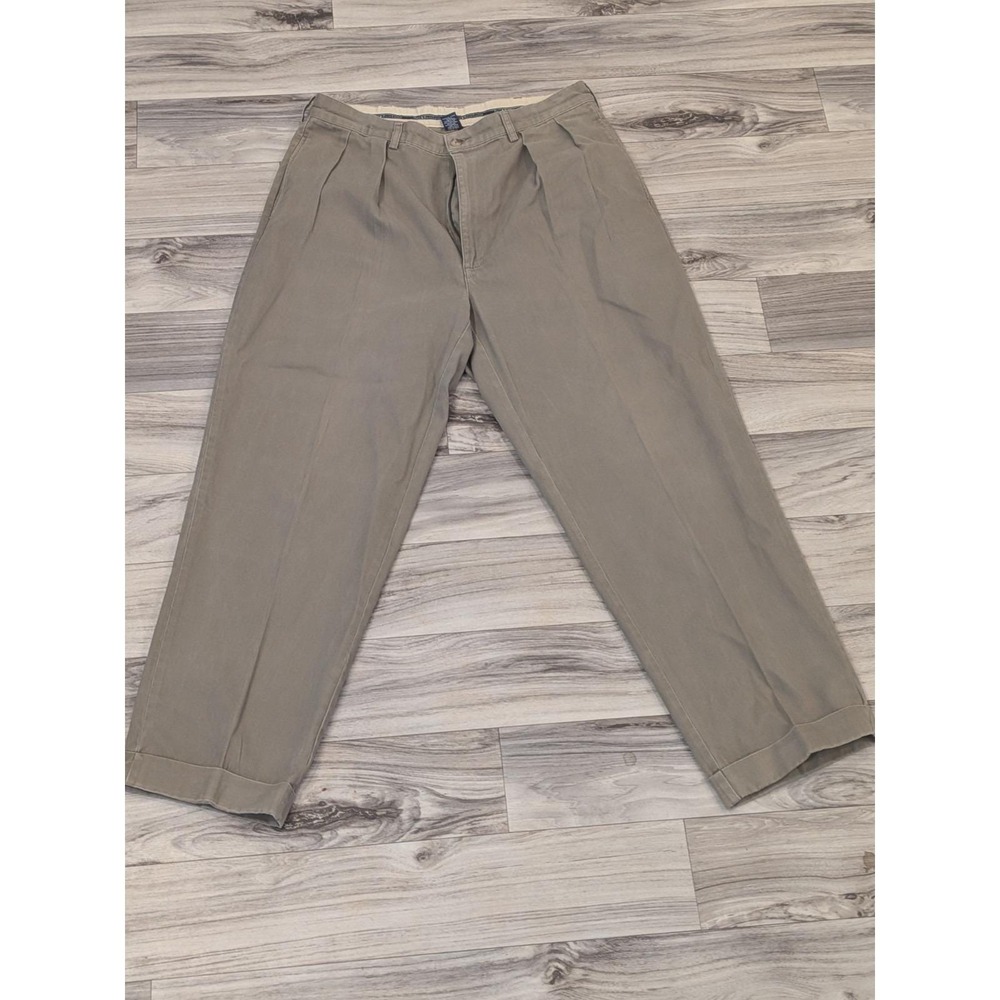 Polo Ralph Lauren Men's Andrew Pants Beige Double Pleated Cuffed Fit 33x30